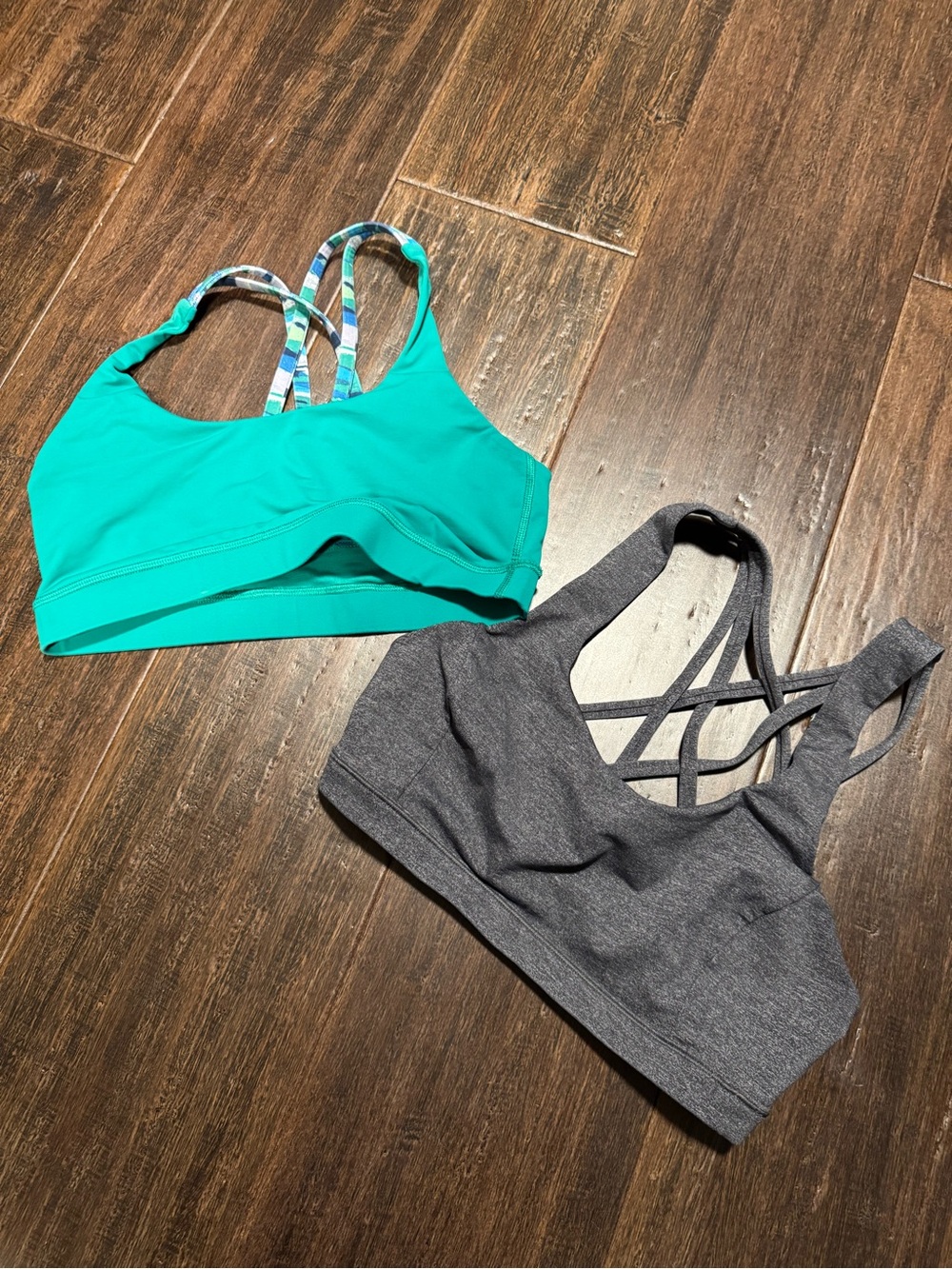 lululemon athletica Teal and Charcoal Strappy Sports Bras